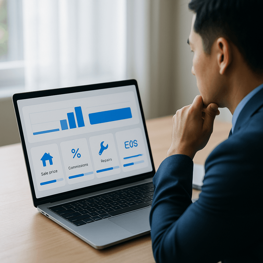 Professional illustration about home sale calculator
