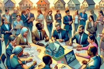 A professional team working on real estate investors buying houses solutions in a modern office environment