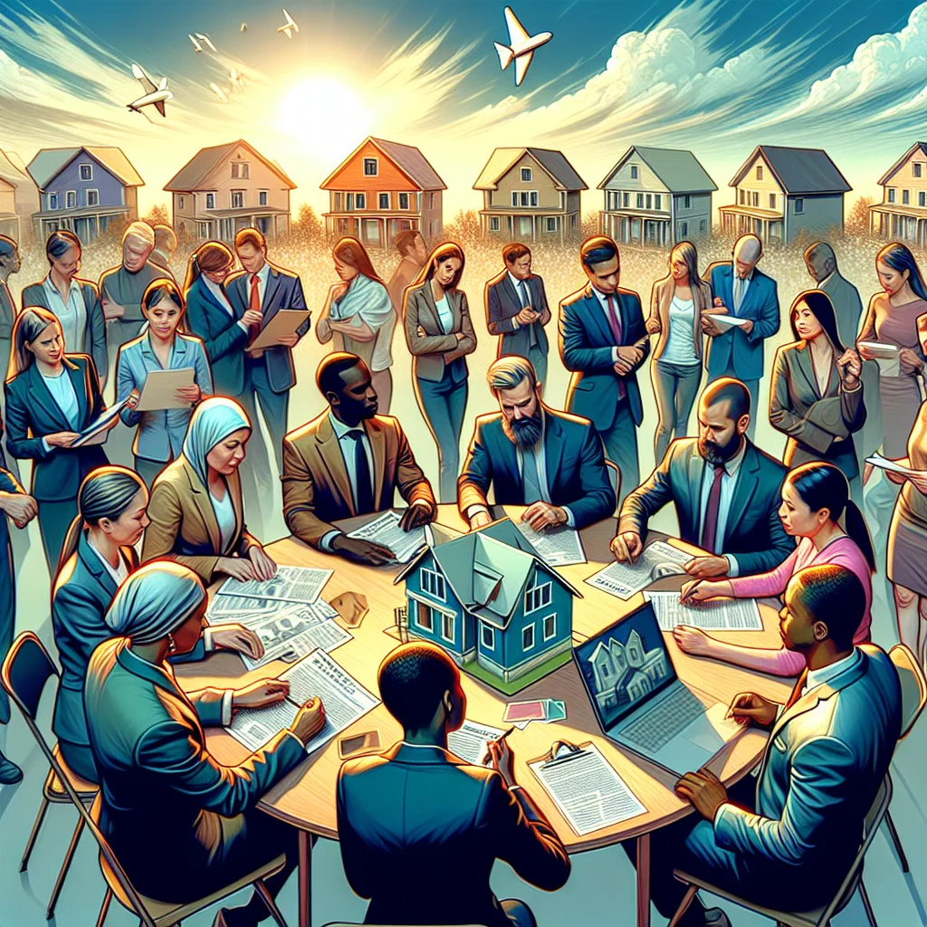 A professional team working on real estate investors buying houses solutions in a modern office environment