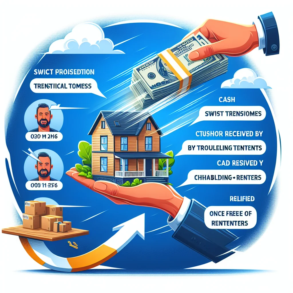 An illustrated diagram showing the key benefits of sell rental property with bad tenants quickly strategies