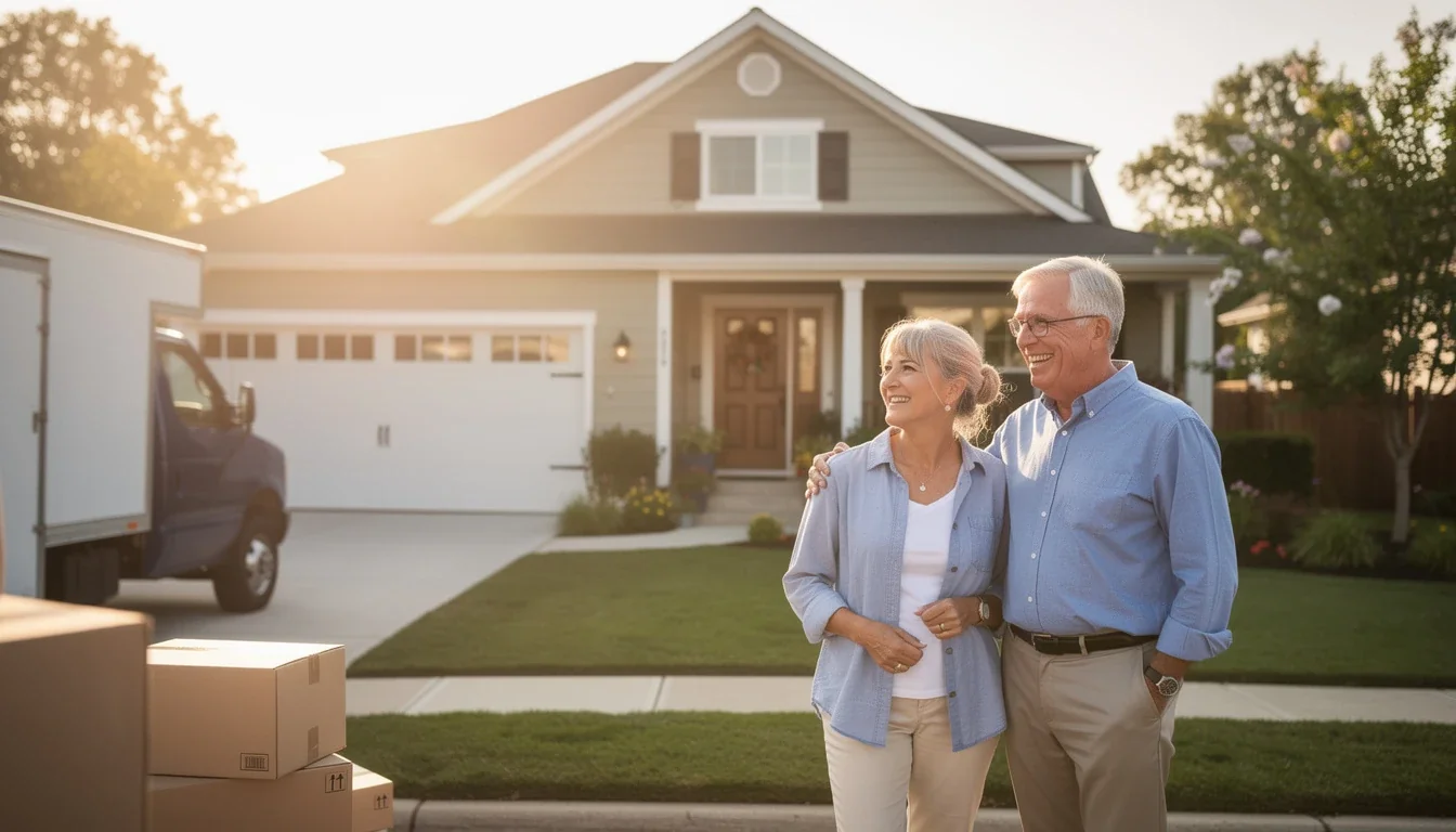 An illustrated diagram showing the key benefits of selling home quickly during retirement downsizing strategies