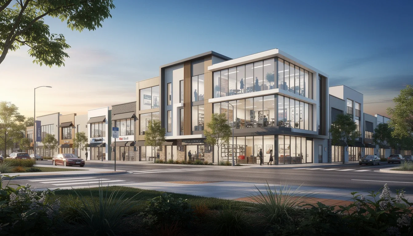 A professional team working on sell commercial property with leases intact solutions in a modern office environment