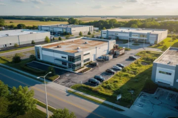 A professional team working on selling commercial property with environmental issues solutions in a modern office environment