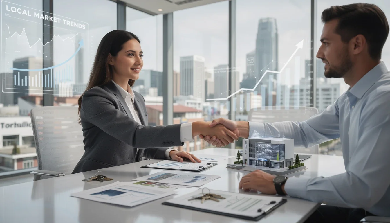 An illustrated diagram showing the key benefits of local market trends cash offers commercial real estate strategies