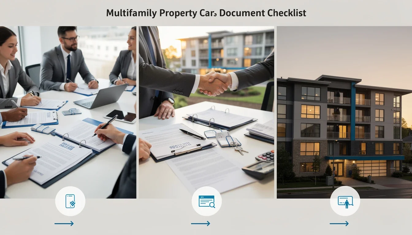 A step-by-step visual process guide demonstrating how multi-family property document checklist cash sale works