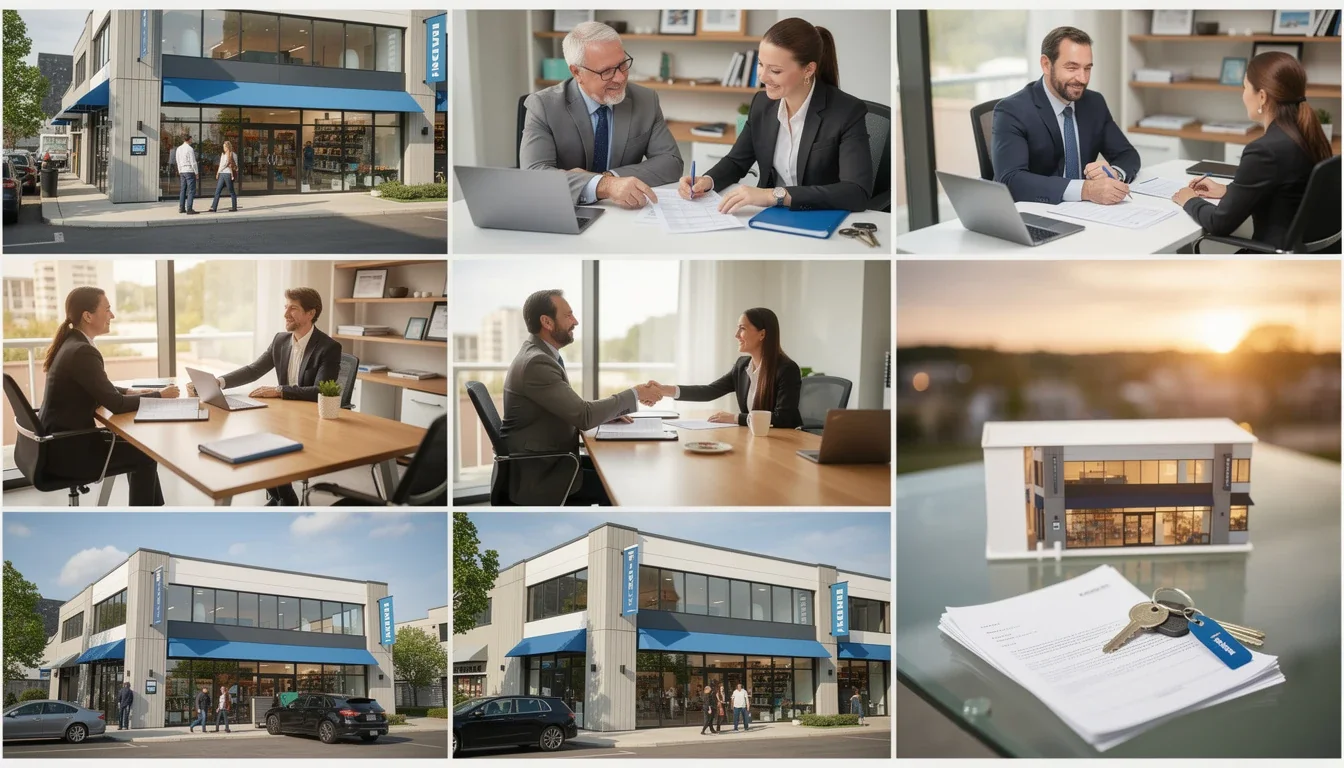 A step-by-step visual process guide demonstrating how sell commercial property with leases intact works